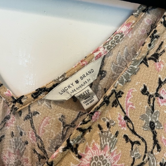 Lucky Brand Boho Floral Sleeveless Maxi Dress in Tan and Pink Size XS - Picture 2 of 8